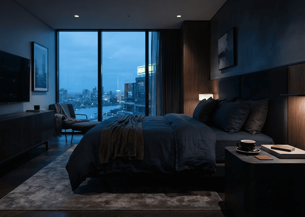 Ruhiges Zimmer bei Nacht